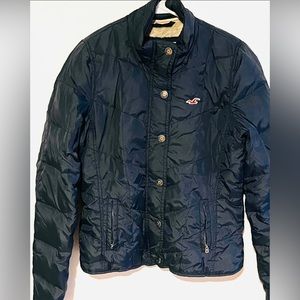 Misses navy blue Hollister jacket/coat, with warm fur-like inner lining. size M